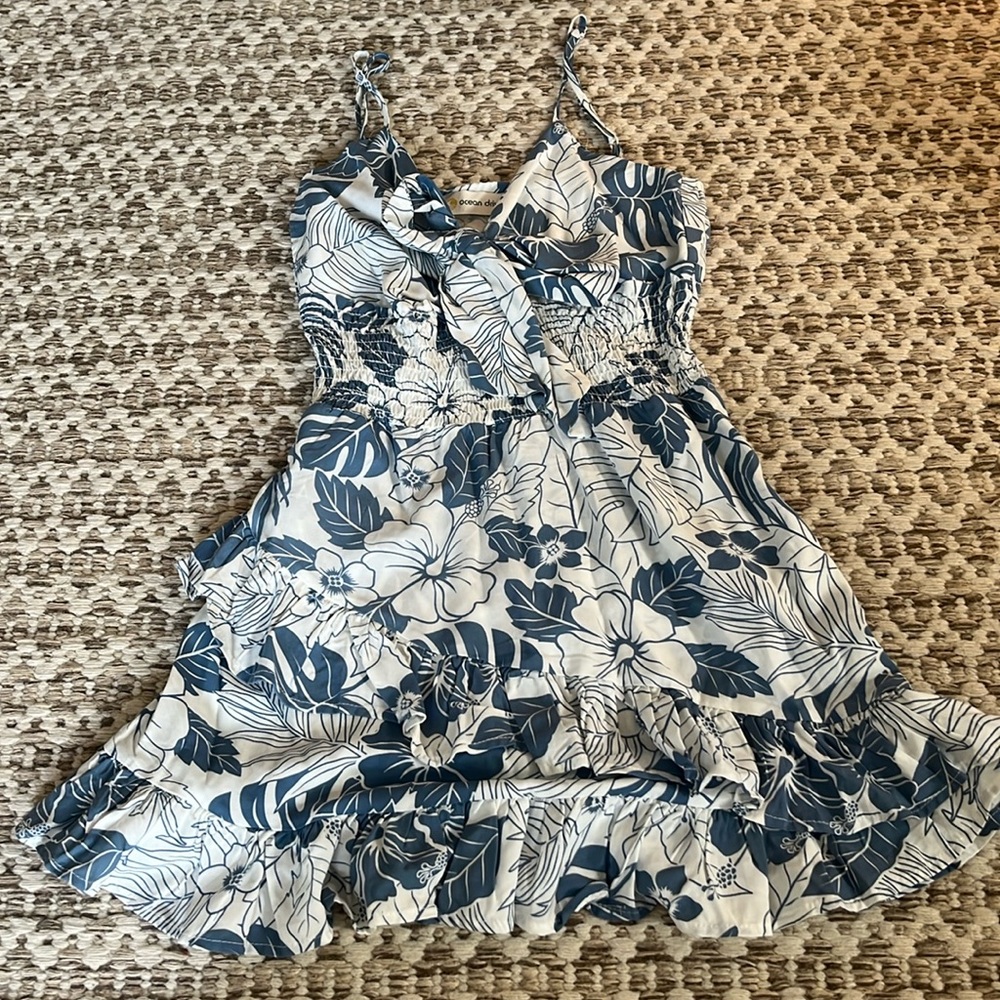 Ocean Drive Blue and White Floral Mini Dress